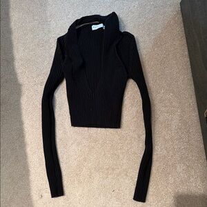 Black Ribbed Women's Halter Neck Sweater S